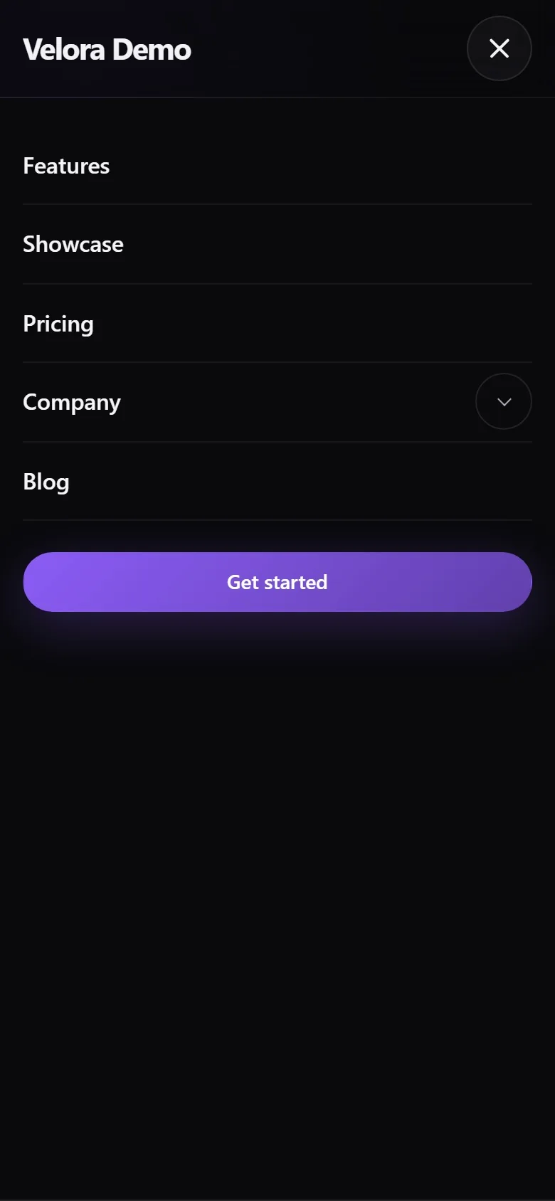 The mobile navigation menu open